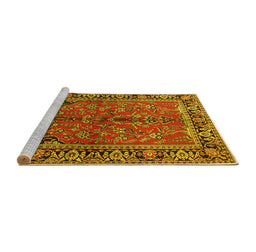Sideview of Machine Washable Persian Yellow Traditional Rug, wshtr2527yw