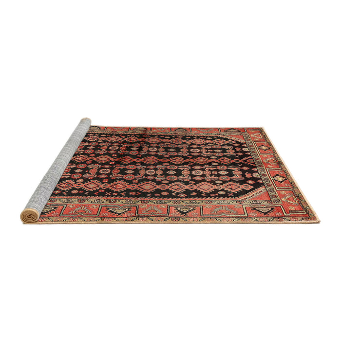 Sideview of Machine Washable Traditional Bronze Brown Rug, wshtr2528