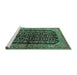 Sideview of Machine Washable Persian Turquoise Traditional Area Rugs, wshtr2528turq