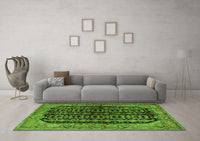 Machine Washable Persian Green Traditional Rug, wshtr2528grn