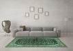 Machine Washable Persian Turquoise Traditional Area Rugs in a Living Room,, wshtr2528turq