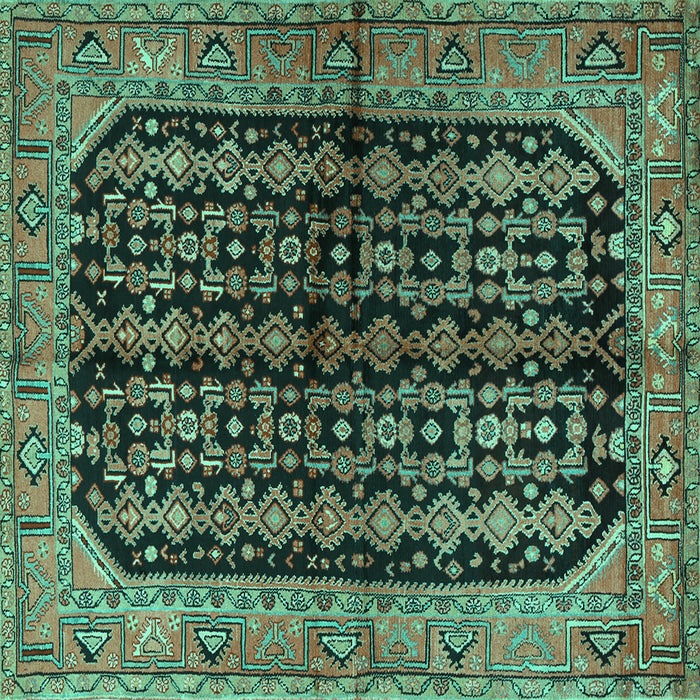 Square Persian Turquoise Traditional Rug, tr2528turq