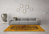 Machine Washable Persian Yellow Traditional Rug, wshtr2528yw