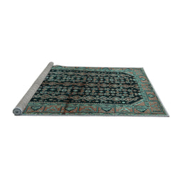 Sideview of Machine Washable Persian Light Blue Traditional Rug, wshtr2528lblu