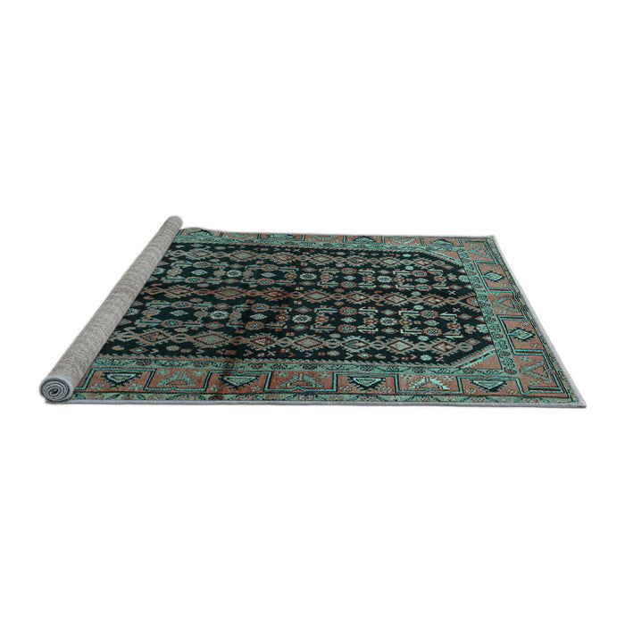 Sideview of Machine Washable Persian Light Blue Traditional Rug, wshtr2528lblu