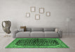 Machine Washable Persian Emerald Green Traditional Area Rugs in a Living Room,, wshtr2528emgrn