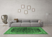 Machine Washable Persian Emerald Green Traditional Rug, wshtr2528emgrn