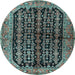 Round Machine Washable Persian Light Blue Traditional Rug, wshtr2528lblu