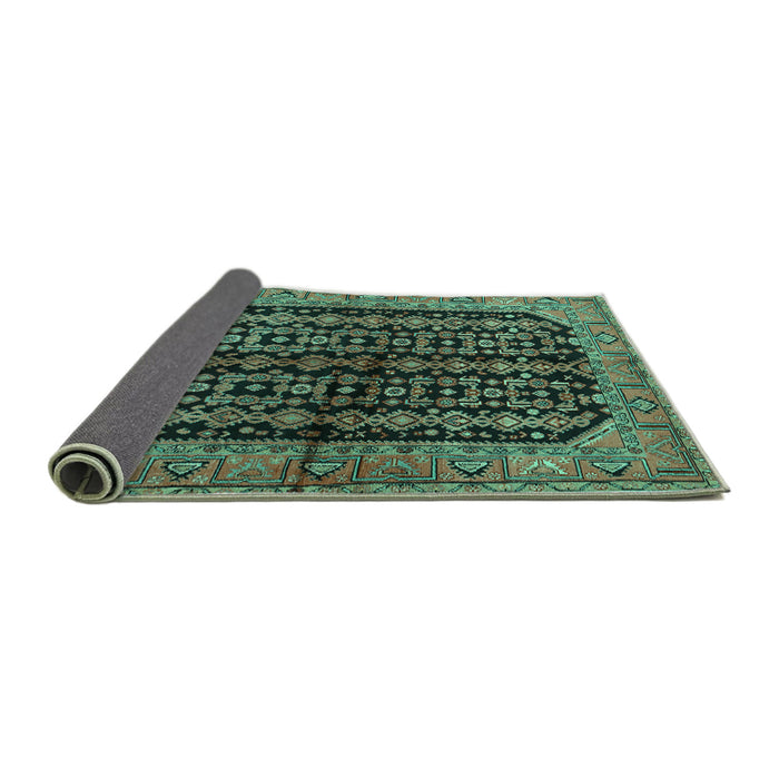 Sideview of Persian Turquoise Traditional Rug, tr2528turq