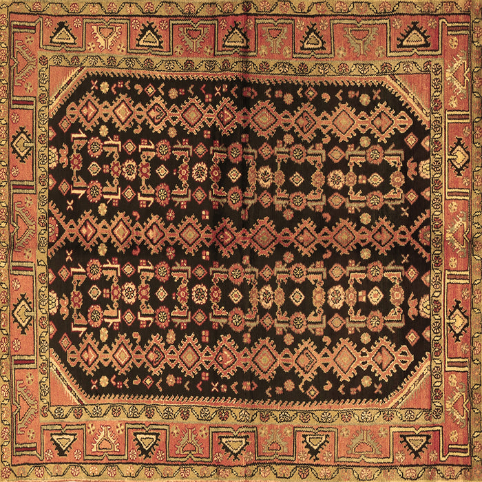 Square Machine Washable Persian Brown Traditional Rug, wshtr2528brn