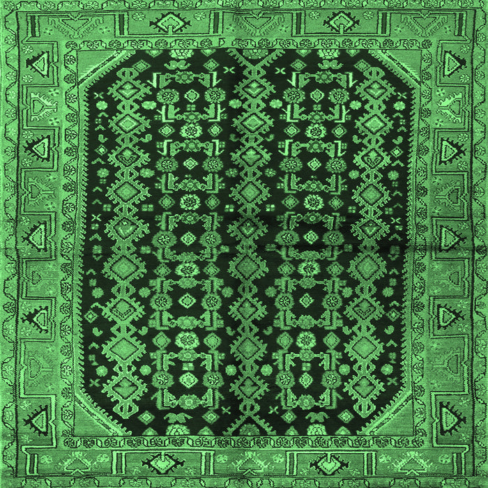 Square Persian Emerald Green Traditional Rug, tr2528emgrn