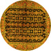 Round Machine Washable Persian Yellow Traditional Rug, wshtr2528yw