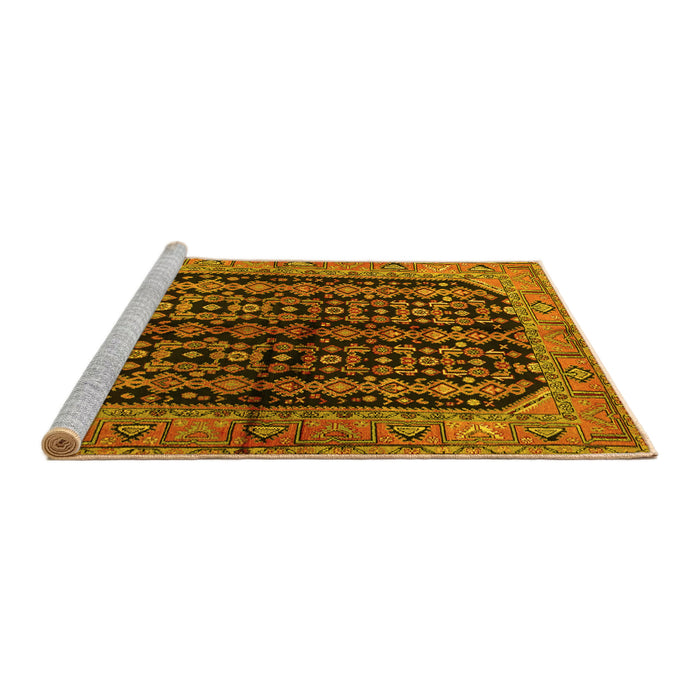 Sideview of Machine Washable Persian Yellow Traditional Rug, wshtr2528yw