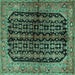 Square Machine Washable Persian Turquoise Traditional Area Rugs, wshtr2528turq