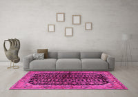 Machine Washable Persian Pink Traditional Rug, wshtr2528pnk