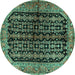 Round Machine Washable Persian Turquoise Traditional Area Rugs, wshtr2528turq