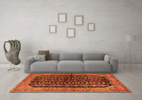 Machine Washable Persian Orange Traditional Rug, wshtr2528org