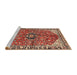 Sideview of Machine Washable Traditional Saffron Red Rug, wshtr2529