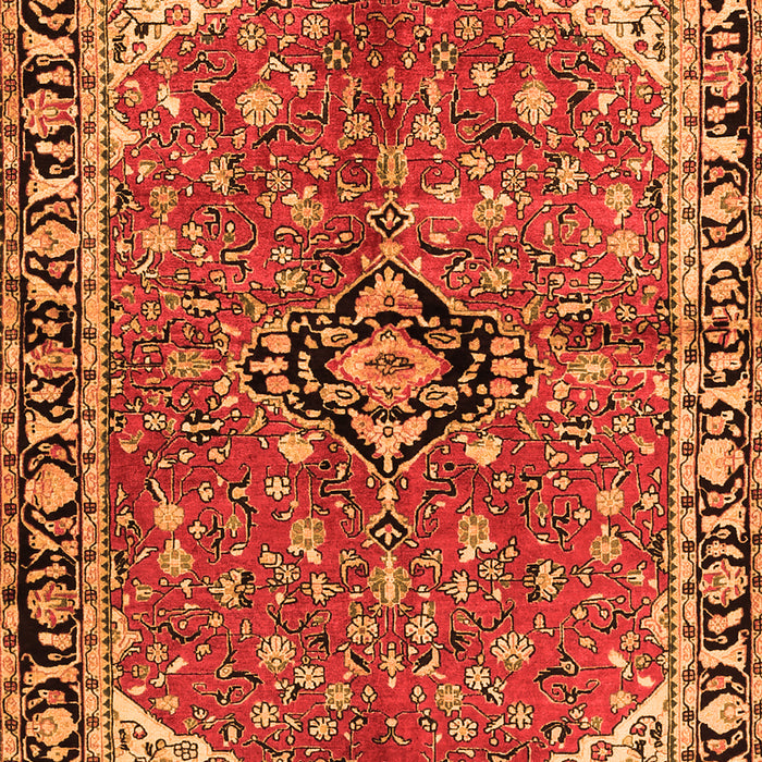 Serging Thickness of Machine Washable Medallion Orange Traditional Area Rugs, wshtr2529org