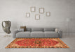 Machine Washable Medallion Orange Traditional Area Rugs in a Living Room, wshtr2529org