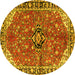 Round Medallion Yellow Traditional Rug, tr2529yw