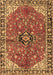 Machine Washable Medallion Brown Traditional Rug, wshtr2529brn