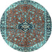 Round Medallion Light Blue Traditional Rug, tr2529lblu