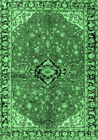 Medallion Emerald Green Traditional Rug, tr2529emgrn