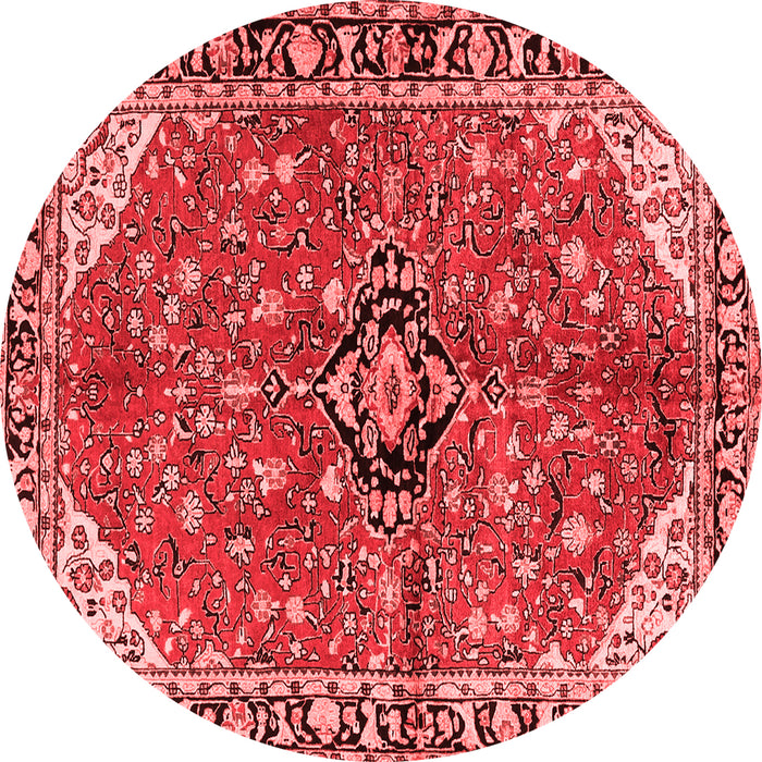 Machine Washable Medallion Red Traditional Rug, wshtr2529red