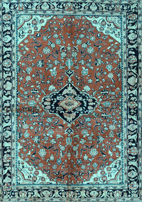 Medallion Light Blue Traditional Rug, tr2529lblu