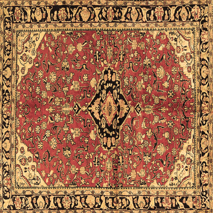 Square Machine Washable Medallion Brown Traditional Rug, wshtr2529brn