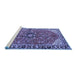 Sideview of Machine Washable Medallion Blue Traditional Rug, wshtr2529blu