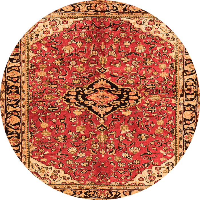 Machine Washable Medallion Orange Traditional Area Rugs, wshtr2529org