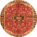 Machine Washable Medallion Orange Traditional Area Rugs, wshtr2529org