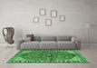 Machine Washable Medallion Emerald Green Traditional Area Rugs in a Living Room,, wshtr2529emgrn