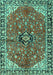 Machine Washable Medallion Turquoise Traditional Area Rugs, wshtr2529turq