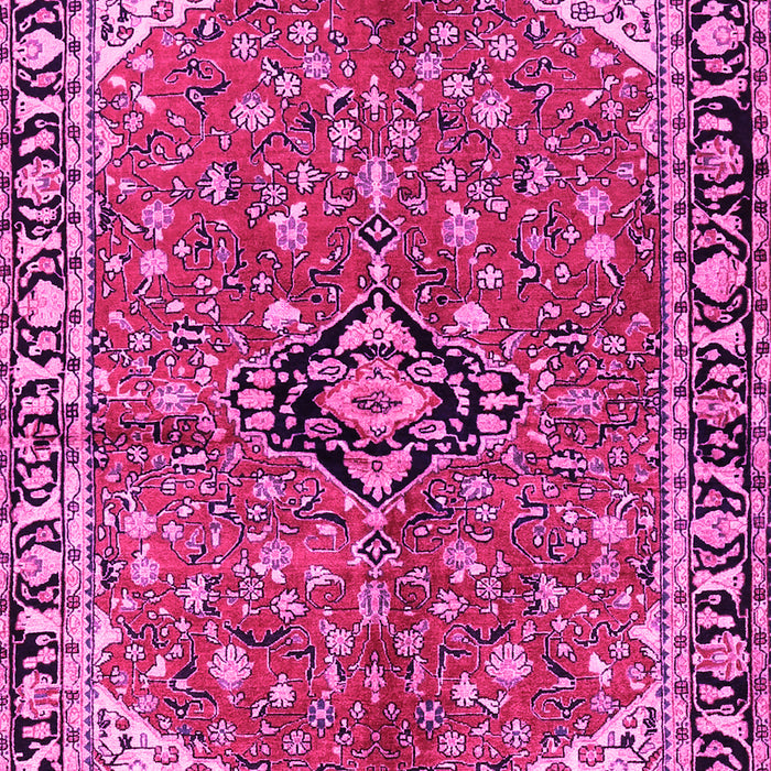 Machine Washable Medallion Pink Traditional Rug, wshtr2529pnk