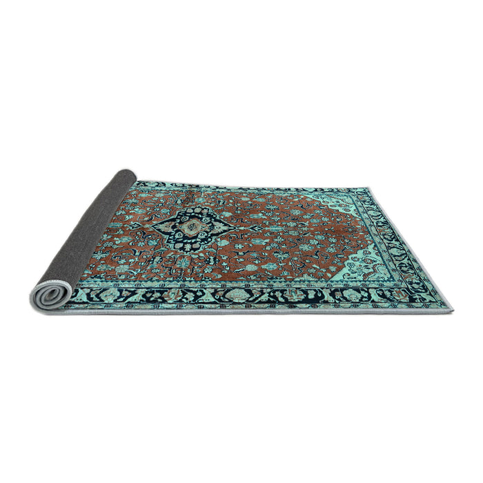 Sideview of Medallion Light Blue Traditional Rug, tr2529lblu