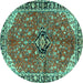 Round Medallion Turquoise Traditional Rug, tr2529turq