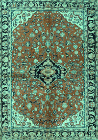 Medallion Turquoise Traditional Rug, tr2529turq