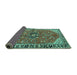 Sideview of Medallion Turquoise Traditional Rug, tr2529turq