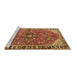 Sideview of Machine Washable Medallion Brown Traditional Rug, wshtr2529brn