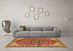 Machine Washable Medallion Brown Traditional Rug in a Living Room,, wshtr2529brn