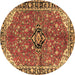 Round Medallion Brown Traditional Rug, tr2529brn