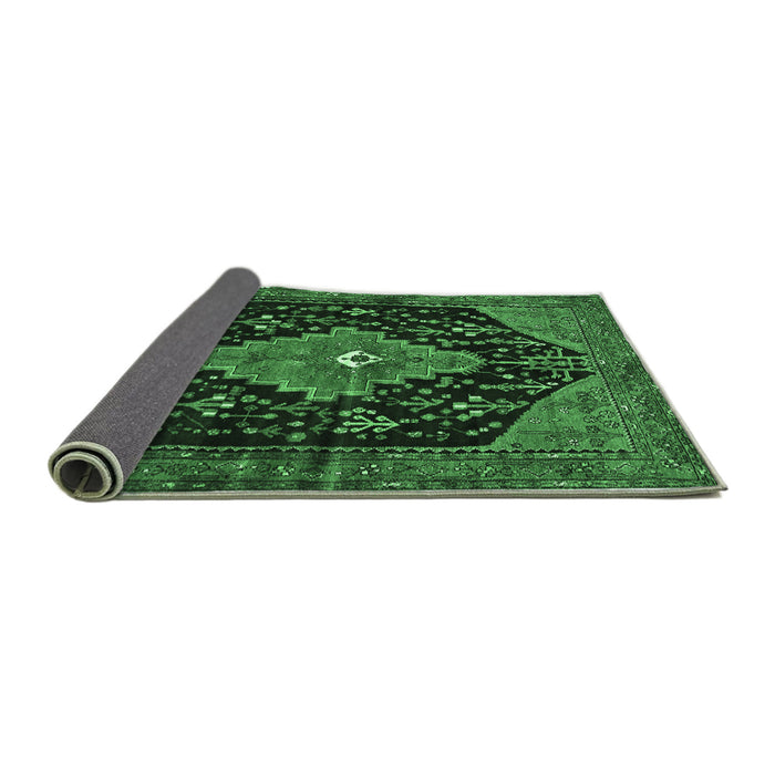 Sideview of Medallion Emerald Green Traditional Rug, tr252emgrn
