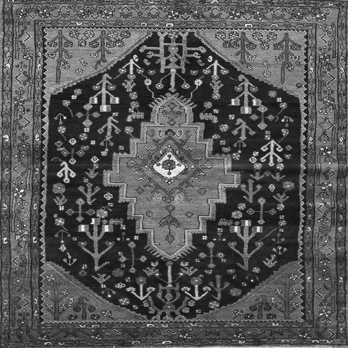 Round Machine Washable Medallion Gray Traditional Rug, wshtr252gry