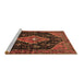 Sideview of Machine Washable Medallion Brown Traditional Rug, wshtr252brn