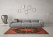 Machine Washable Medallion Brown Traditional Rug in a Living Room,, wshtr252brn