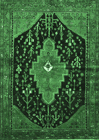 Medallion Emerald Green Traditional Rug, tr252emgrn