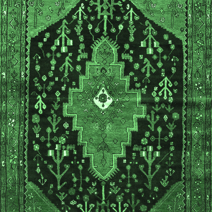 Medallion Emerald Green Traditional Rug, tr252emgrn